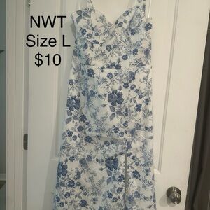 Floral Blue and White Dress